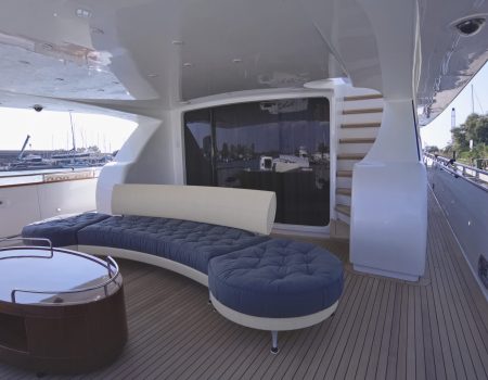 Italy, Fiumicino (Rome); 26 September 2005, MAIORA luxury yacht in the port, view of the stern - EDITORIAL