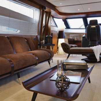 Italy, Tuscany, Viareggio, Tecnomar Velvet 83' luxury yacht, dinette