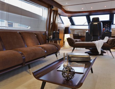 Italy, Tuscany, Viareggio, Tecnomar Velvet 83' luxury yacht, dinette