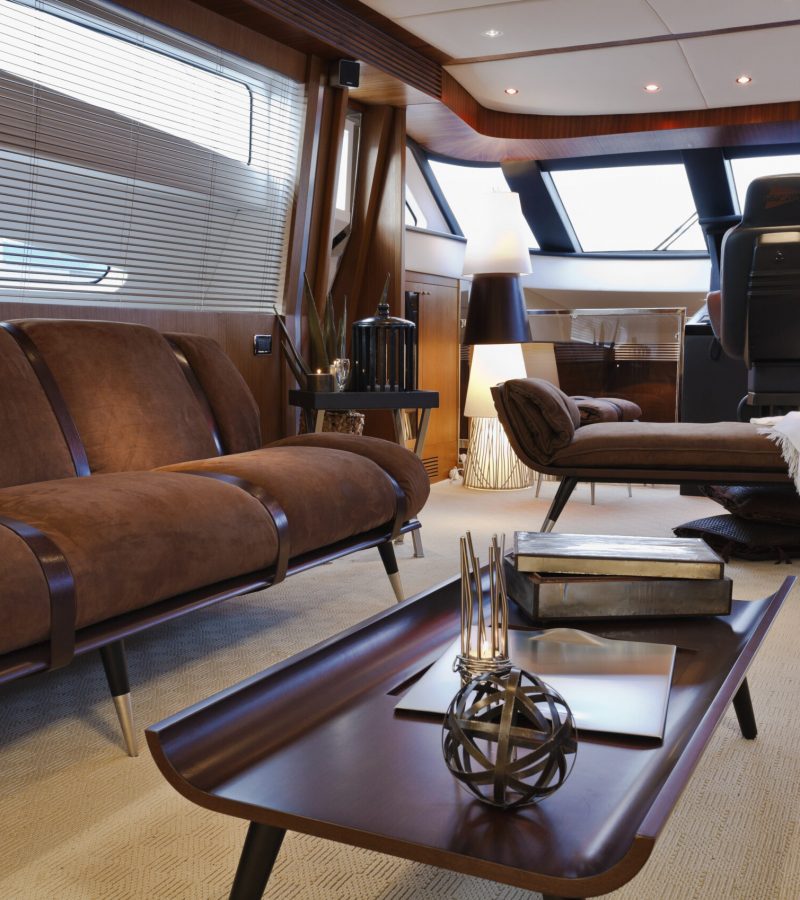 Italy, Tuscany, Viareggio, Tecnomar Velvet 83' luxury yacht, dinette